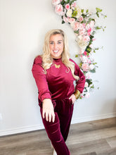 Load image into Gallery viewer, Fiery Red Velvet Lounge Top