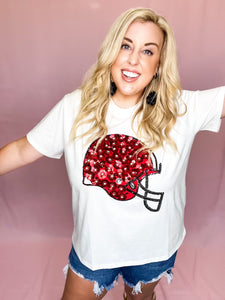 Red & Black Flower Helmet Tee Top