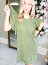 Load image into Gallery viewer, Army Green Ribbed Dress