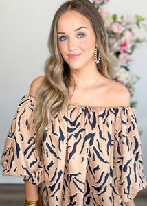 Wild Stripes Off the Shoulder Dress