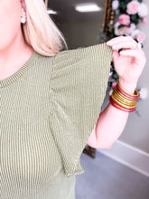 Load image into Gallery viewer, Army Green Ribbed Dress