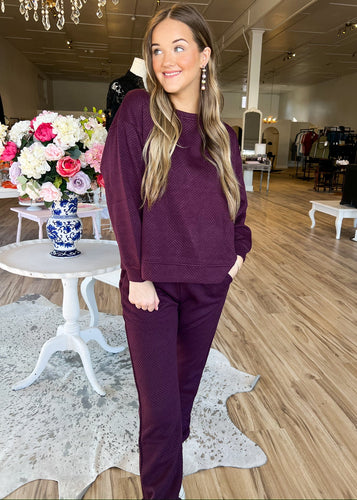 Plum Textured Pant Set