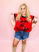 Load image into Gallery viewer, Red &amp; Black Down Set Sparkle Sweater Vest Top