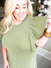 Load image into Gallery viewer, Army Green Ribbed Dress