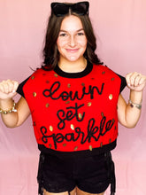 Load image into Gallery viewer, Red &amp; Black Down Set Sparkle Sweater Vest Top