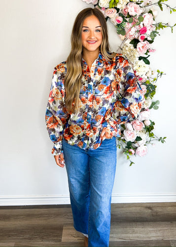 Floral Watercolor Pearl Top