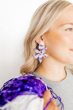 Load image into Gallery viewer, Flora Statement Earrings - Purple Frost