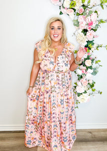 Butterfly vNeck Ruffle Dress