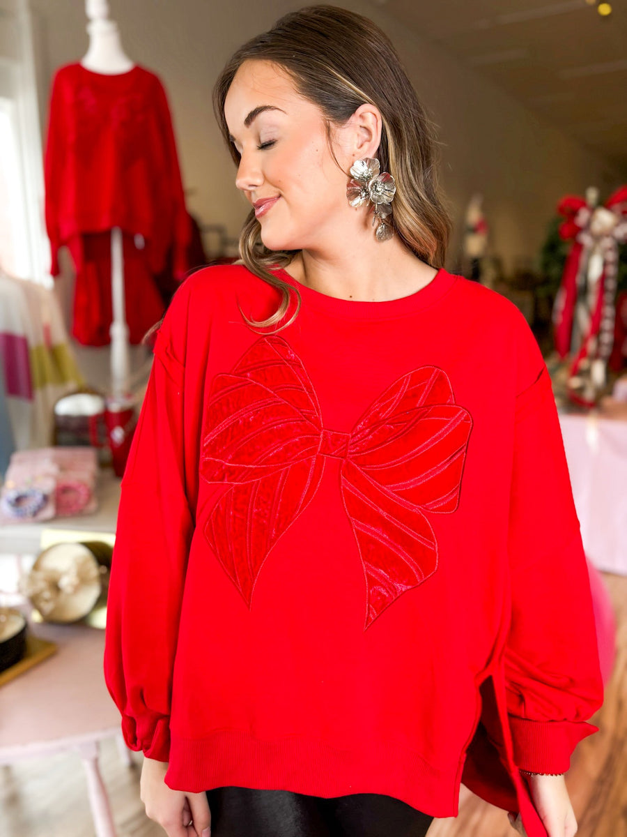 Classic Red Bow Sweatshirt | SHEALITY – Sheality