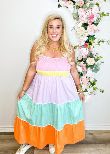 Easter Candy Block Maxi Dress