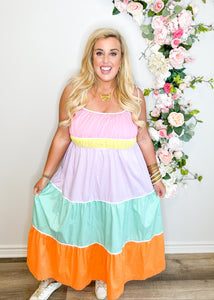 Easter Candy Block Maxi Dress