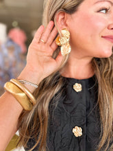 Load image into Gallery viewer, Eden Flower Statement Earrings - Gold - Sheality