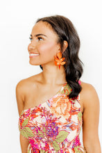 Load image into Gallery viewer, Flora Statement Earrings - Metallic Orange