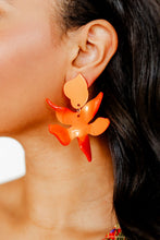 Load image into Gallery viewer, Flora Statement Earrings - Metallic Orange
