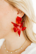 Load image into Gallery viewer, Flora Statement Earrings - Pearlized Red