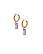 Load image into Gallery viewer, Huggie Charm Earrings - Edith Lavender Gold