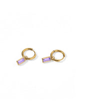 Load image into Gallery viewer, Huggie Charm Earrings - Edith Lavender Gold