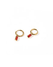 Load image into Gallery viewer, Huggie Charm Earrings - Edith Red Gold