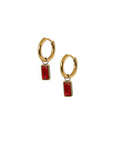 Load image into Gallery viewer, Huggie Charm Earrings - Edith Red Gold