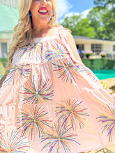 Load image into Gallery viewer, Light Pink Firework Tank Tie Dress
