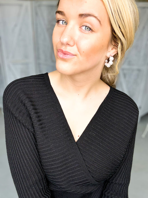 Silver Pearl Hoops