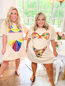 Rainbow Burst Bikini Coverup Dress