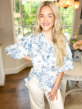 Load image into Gallery viewer, Blue Toile Dreams Top