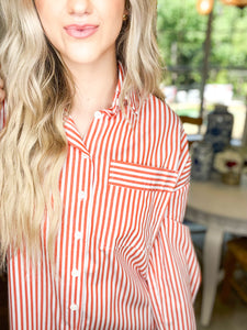 Paint It Orange Maxi Shirt Dress