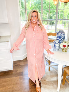 Paint It Orange Maxi Shirt Dress