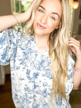 Load image into Gallery viewer, Blue Toile Dreams Top