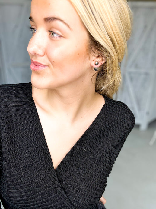 Silver Double Sided Stud Earring