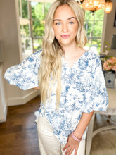 Load image into Gallery viewer, Blue Toile Dreams Top