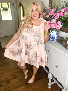 Light Pink Firework Tank Tie Dress