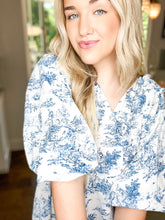 Load image into Gallery viewer, Blue Toile Dreams Top