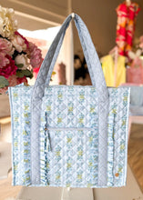 Load image into Gallery viewer, Oh So Fancy Quilted Tote Bag - Blue - Sheality