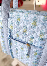 Load image into Gallery viewer, Oh So Fancy Quilted Tote Bag - Blue - Sheality
