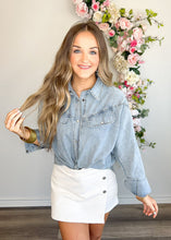 Load image into Gallery viewer, Sailor Button Up Jean Skort - Sheality