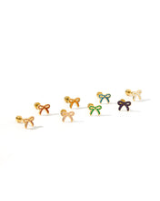 Load image into Gallery viewer, Screwback Stud Earrings - Sadie Bow Green