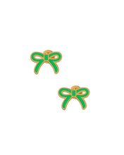 Load image into Gallery viewer, Screwback Stud Earrings - Sadie Bow Green