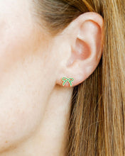 Load image into Gallery viewer, Screwback Stud Earrings - Sadie Bow Green