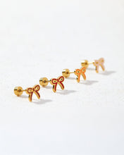 Load image into Gallery viewer, Screwback Stud Earrings - Sadie Bow Orange
