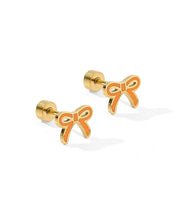 Load image into Gallery viewer, Screwback Stud Earrings - Sadie Bow Orange
