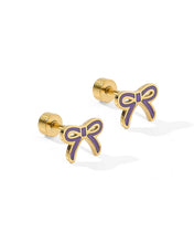 Load image into Gallery viewer, Screwback Stud Earrings - Sadie Bow Purple