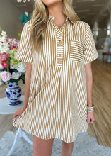 Load image into Gallery viewer, Seasonal Stripe Tan Dress - Sheality