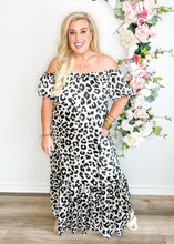 Load image into Gallery viewer, Snow Leopard Luxe Off The Shoulder Dress - Sheality
