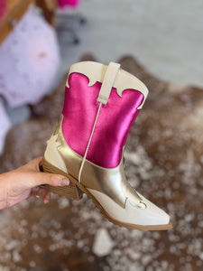 Urie Pink Ivory Gold Short Boot