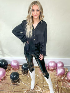 Paulina Black Leather Pants