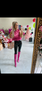 Krista Pink Metallic Crocodile Tall Boot