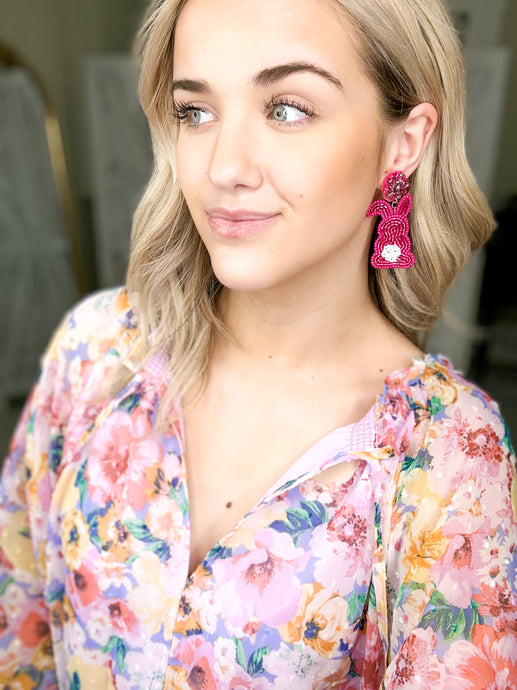 Pink Bunny Earrings