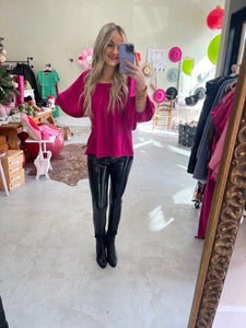 Paulina Black Leather Pants